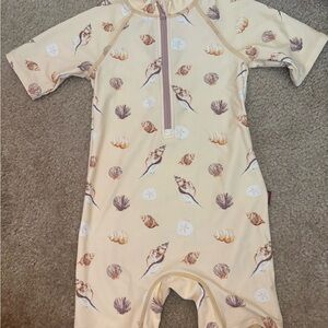 Milkbarn Cream Seashell Print Bodysuit